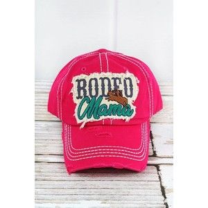 Rodeo Mama Hot Pink Cap Distressed Hat